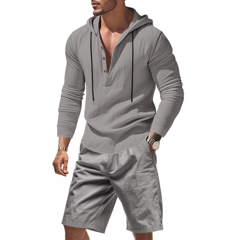 Linen Shorts Men - Men's Linen 2 Piece Outfit Hooded