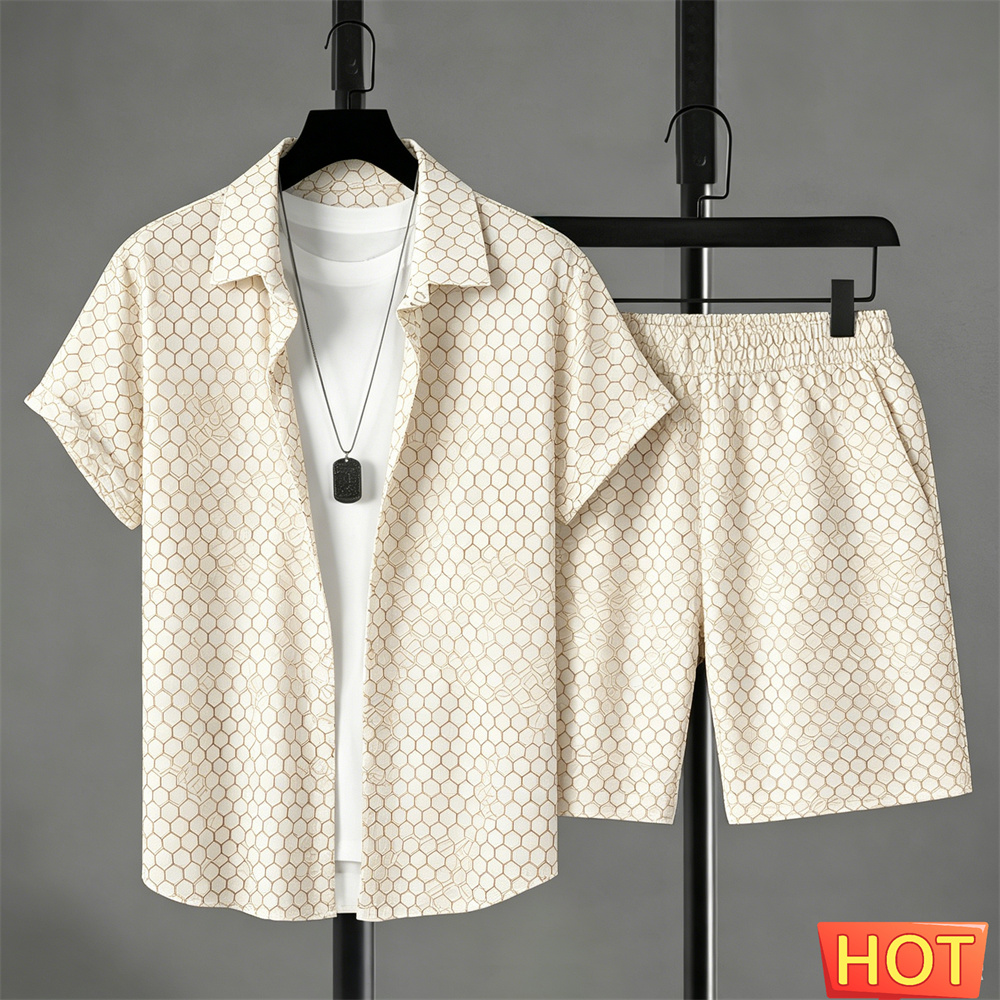 Summer Clothing Sets - Summer Outfits Man Shirt Set Gradient