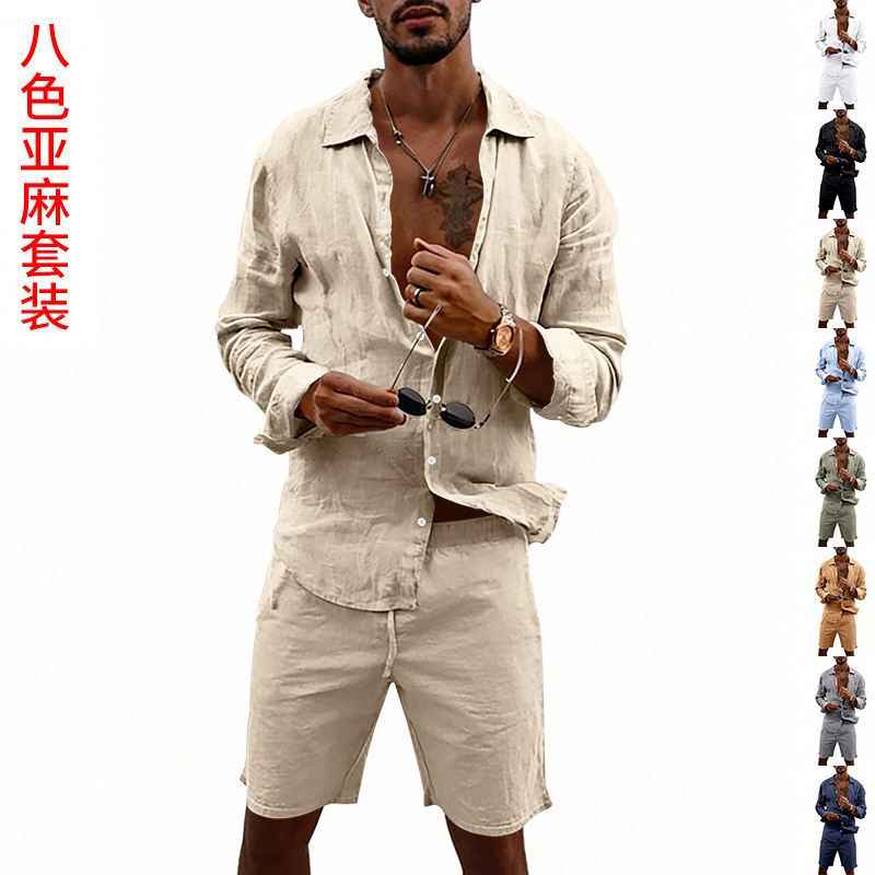 Linen Shorts Men - Summer Men's Linen Casual Loose Long