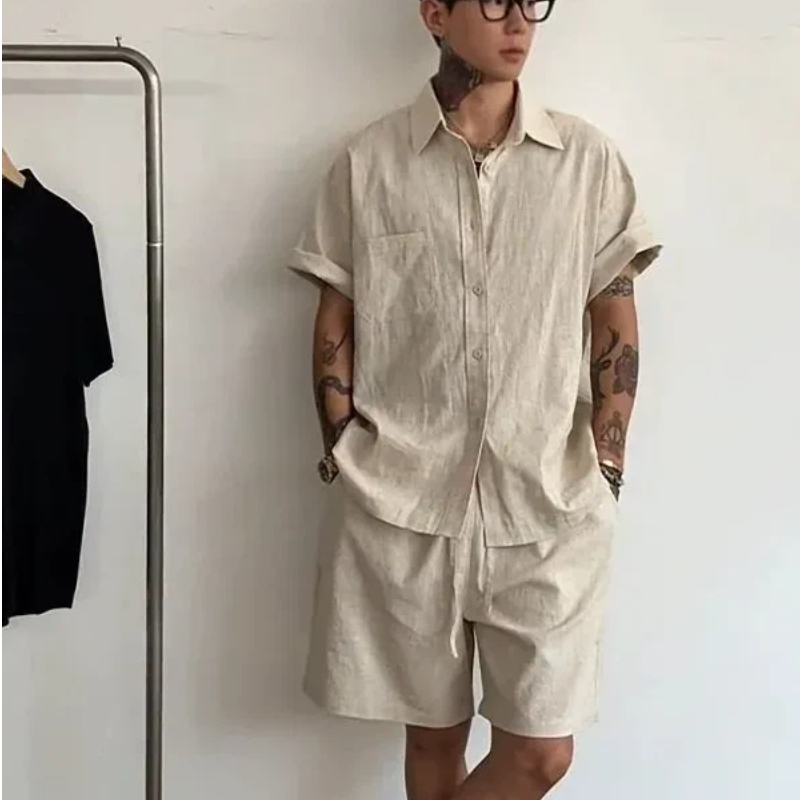 Linen Shorts Men - Mens Linen Cotton 2 Piece Set