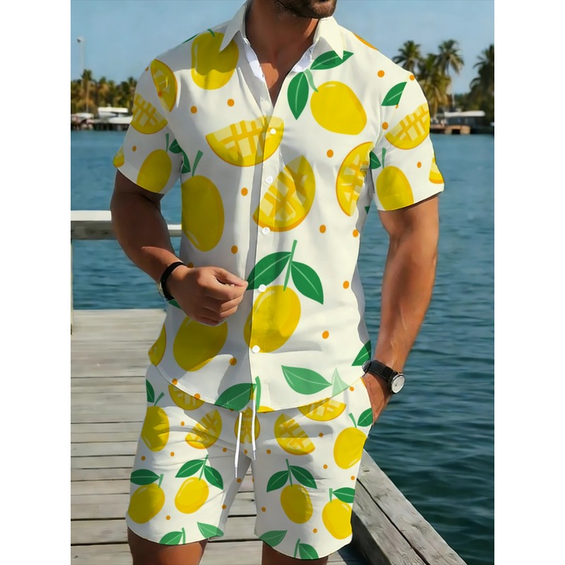 Linen Shorts Men - Men Linen Print Short Sleeve Shirt