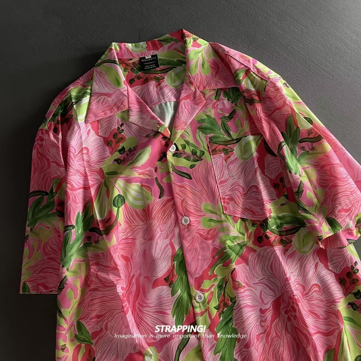 Summer Clothing Men 2025 - Pink Graffiti Floral Cuban Collar Hawaiian