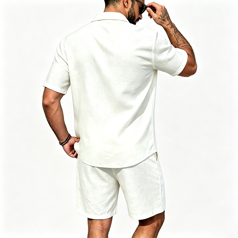 Men Linen Two Piece Outfit Sho - Summer Clothing Sets review and price