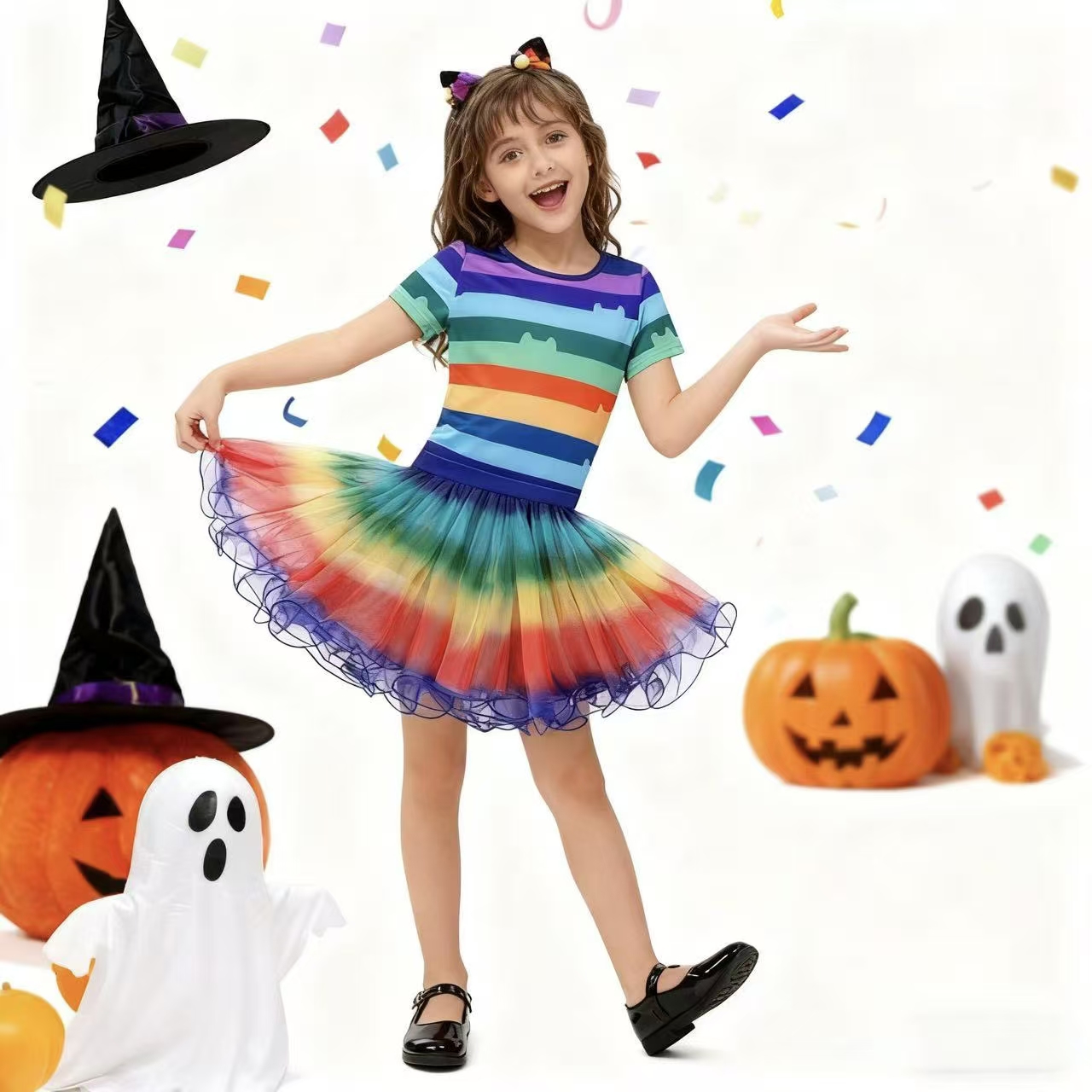 Girls Rainbow Striped T-Shirt  - Summer Clothing Kids review and price