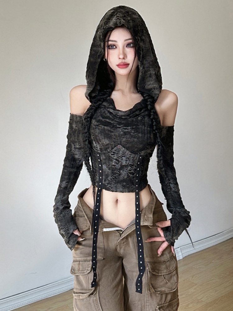 Hooded Y2k Top For Women Cloth - Summer De Clothing review and price