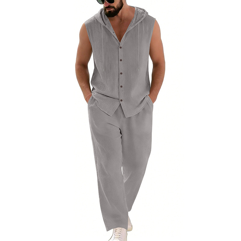Men's Casual Linen Suit Hooded - Summer Clothing Sets review and price