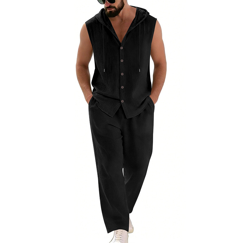 Men's Casual Linen Suit Hooded - Summer Clothing Sets review and price