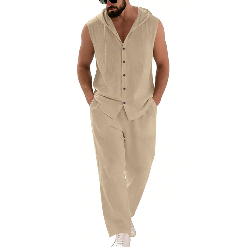 Men's Casual Linen Suit Hooded - Summer Clothing Sets review and price