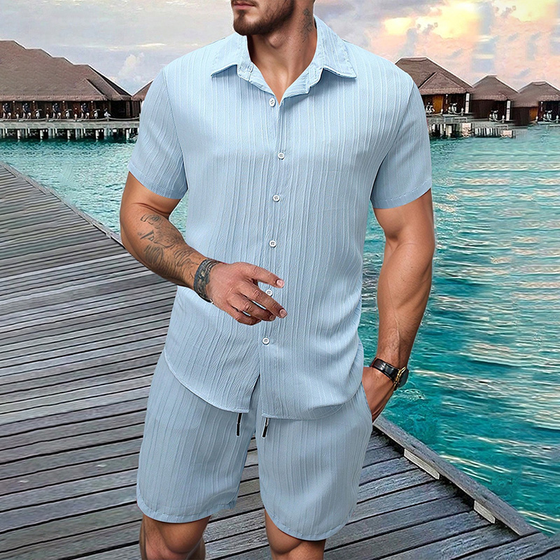 2026 New Men Vertical Wrinkle  - Summer Clothing Sets review and price