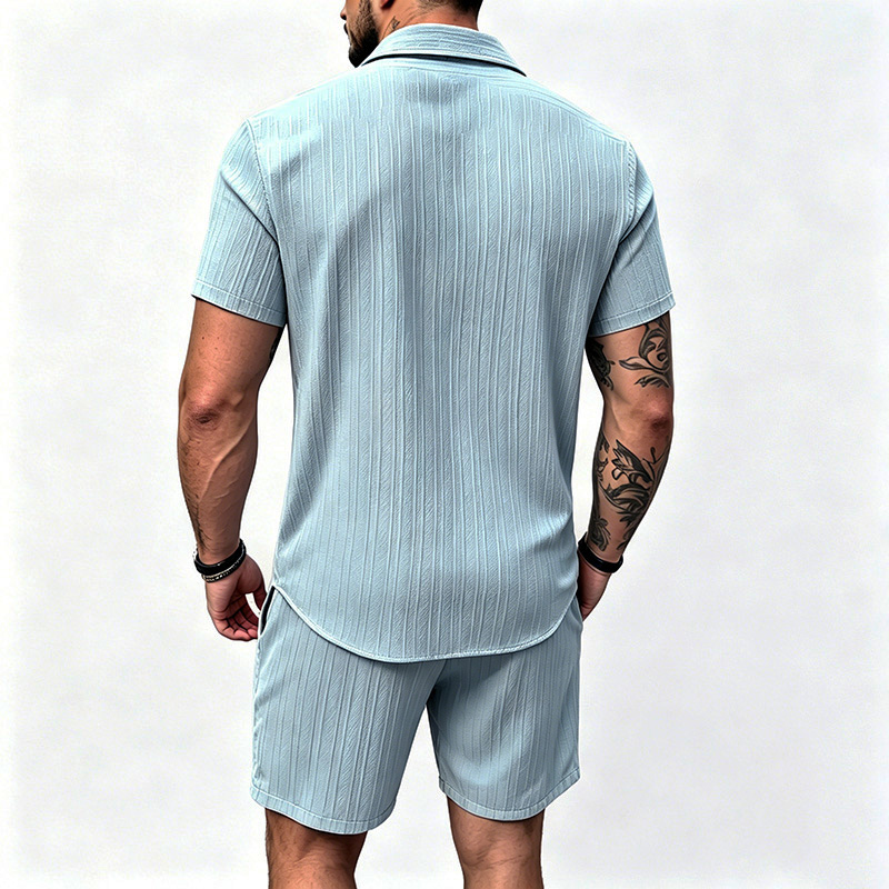 2026 New Men Vertical Wrinkle  - Summer Clothing Sets review and price