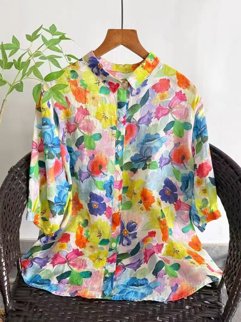 2026 Pure Ramie Print Shirt Wo - Summer Clothing Japan review and price