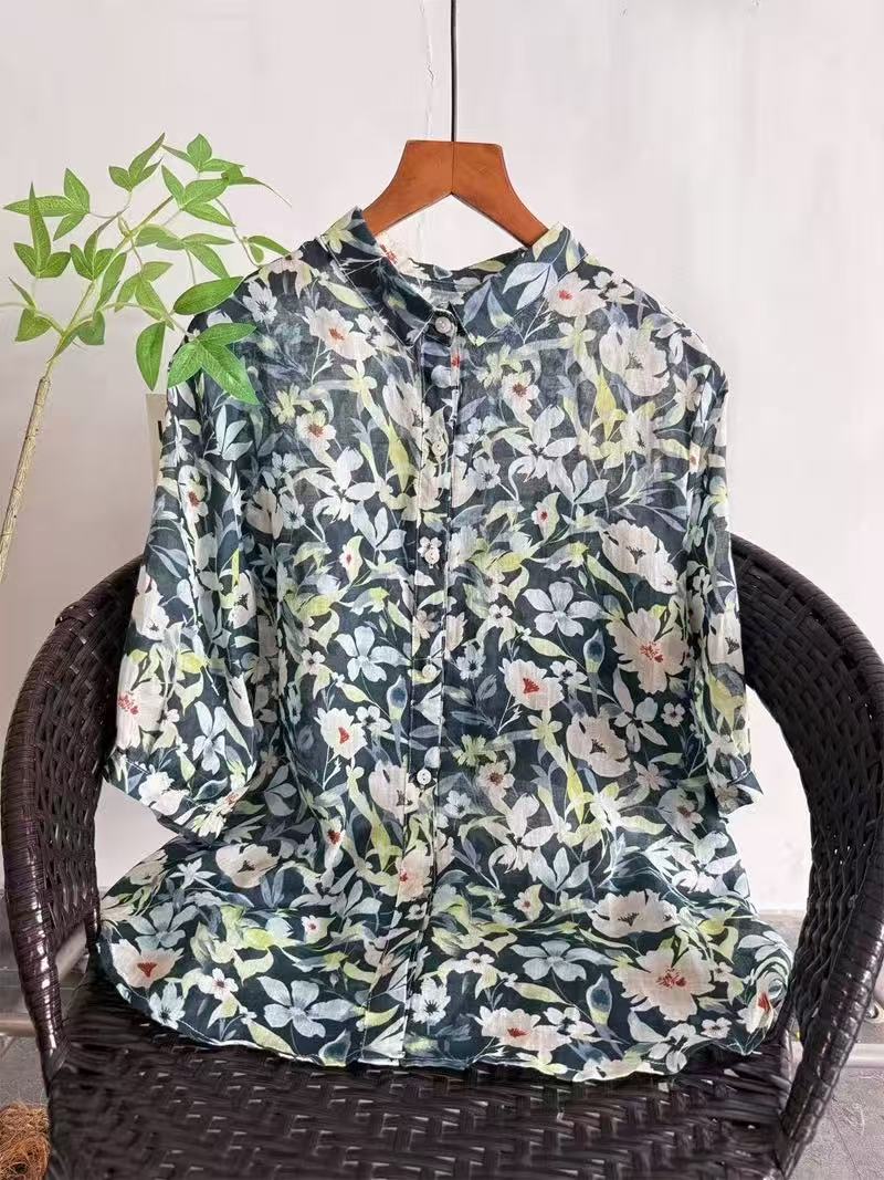 2026 Pure Ramie Print Shirt Wo - Summer Clothing Japan review and price
