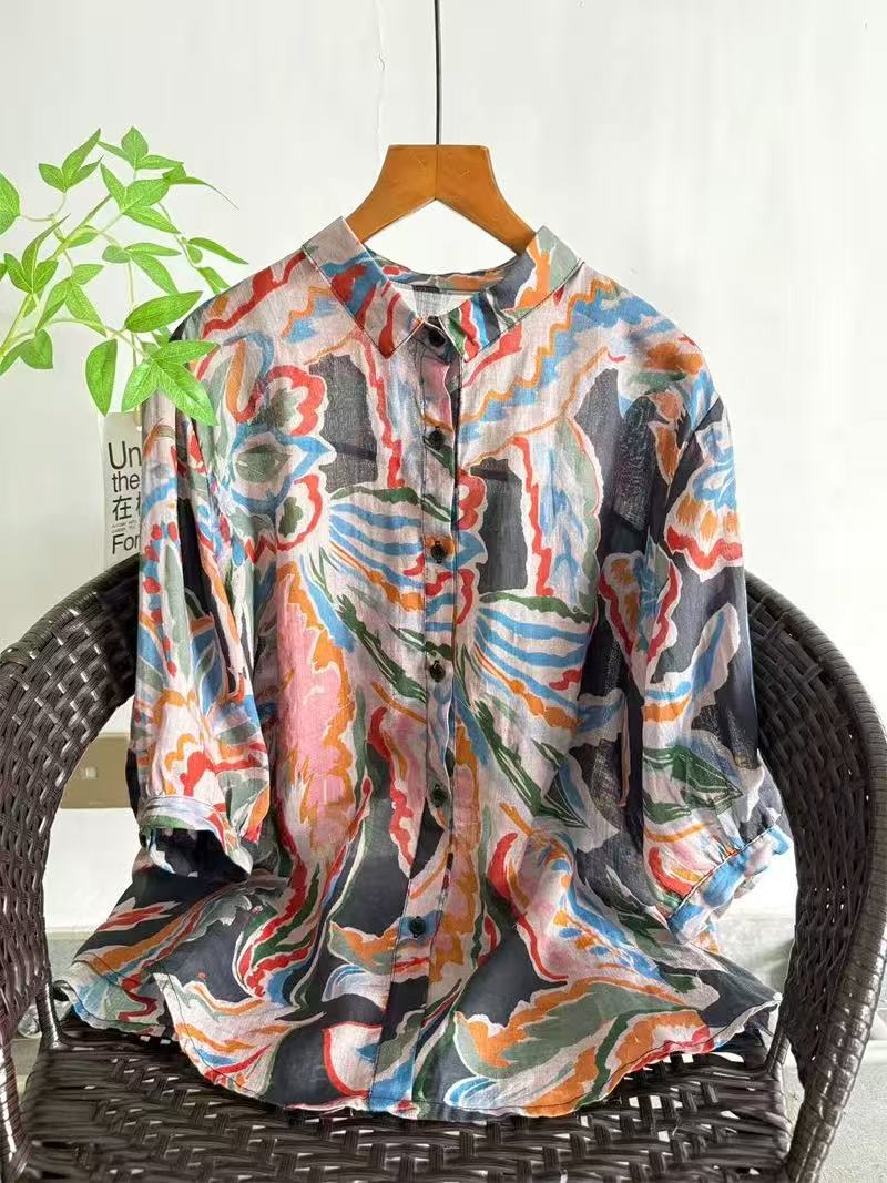 2026 Pure Ramie Print Shirt Wo - Summer Clothing Japan review and price