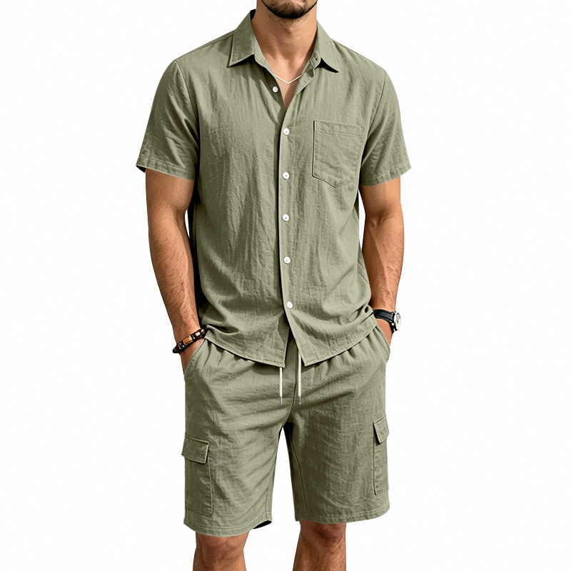 Men Summer American Linen Two  - Summer Clothing Sets review and price