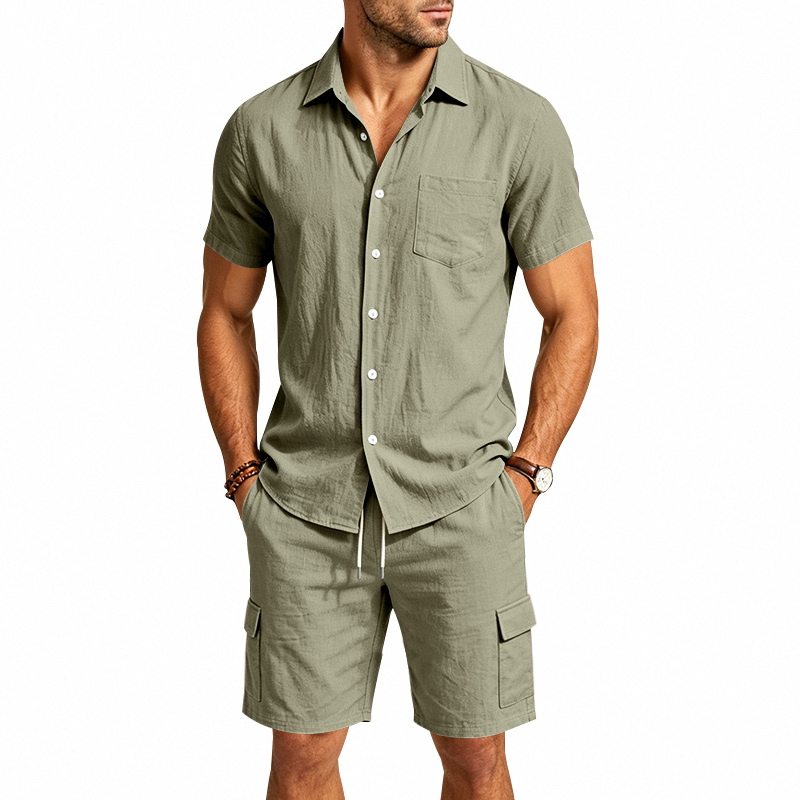Men Summer American Linen Two  - Summer Clothing Sets review and price