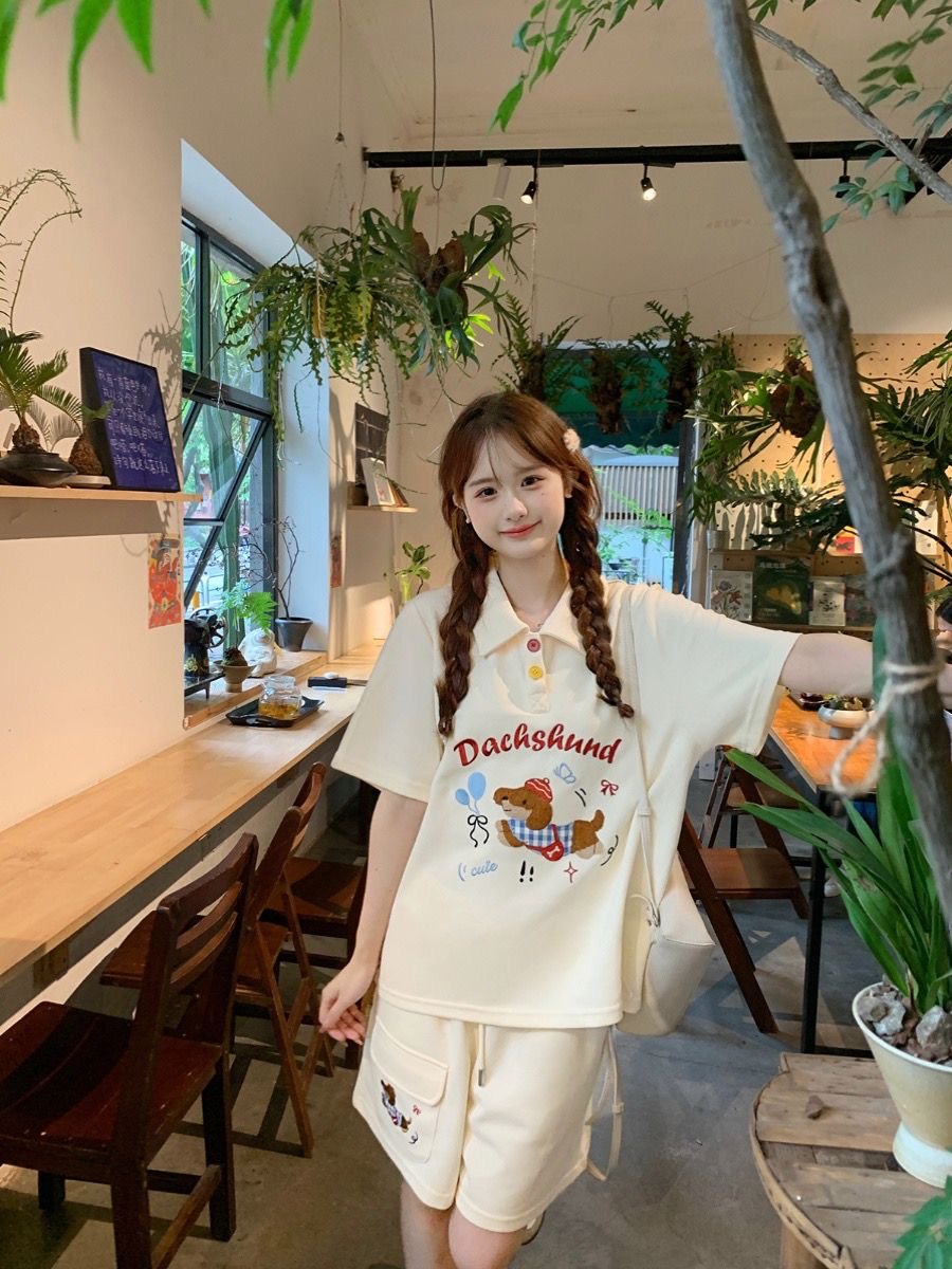 Kawaii Embroidery Dog Japan St - Summer Clothing Japan review and price